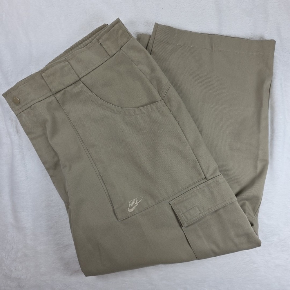Nike cargo flat front pocket baggy pants mens XL khaki skater / hiking 90s VTG